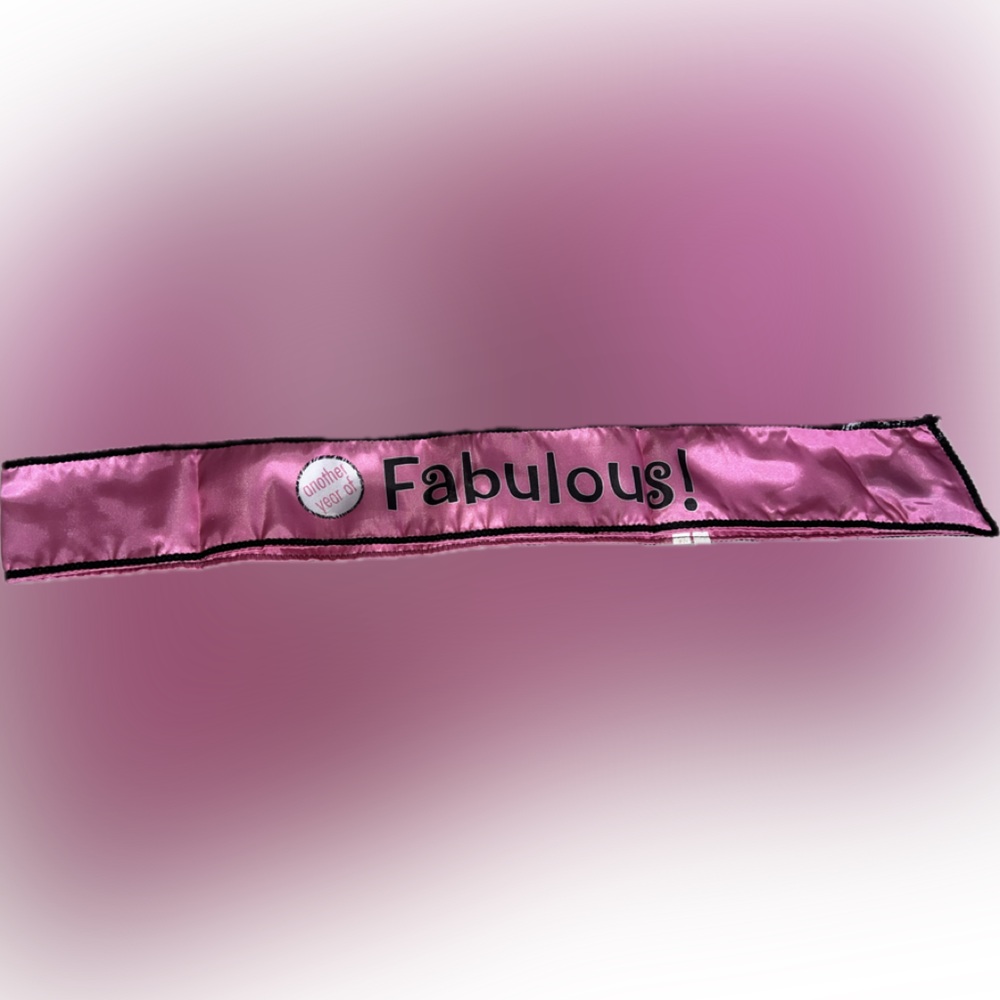 🔴Birthday Sash Another Year Of Fabulous! Pink Black Sequins 30” Party Decor